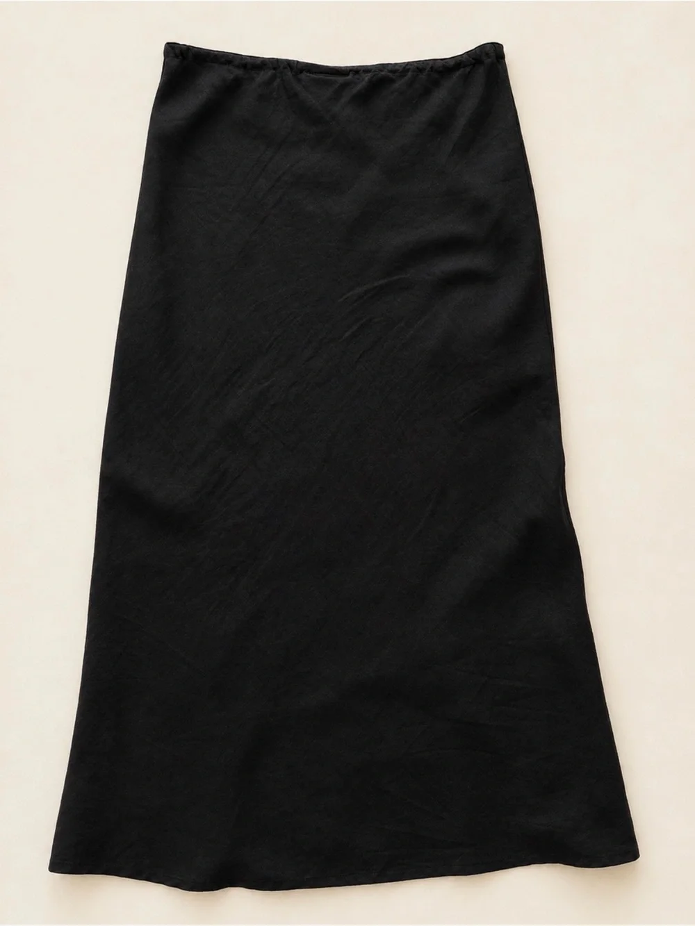 Black 100% Black Linen Drawstring Waist A-Line Maxi Skirt 6 Warehouse - Picture 3 of 6